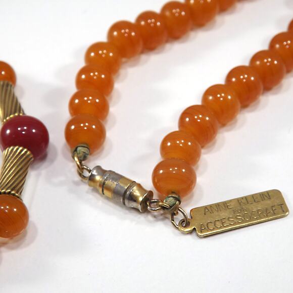 Vintage Anne Klein for Accessocraft Necklace Beaded Early 1970s Art Glass - Picture 3 of 10